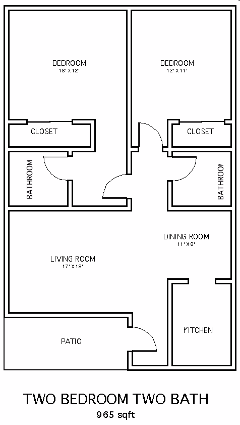 2 Beds • 1 Bath 118 floor plan